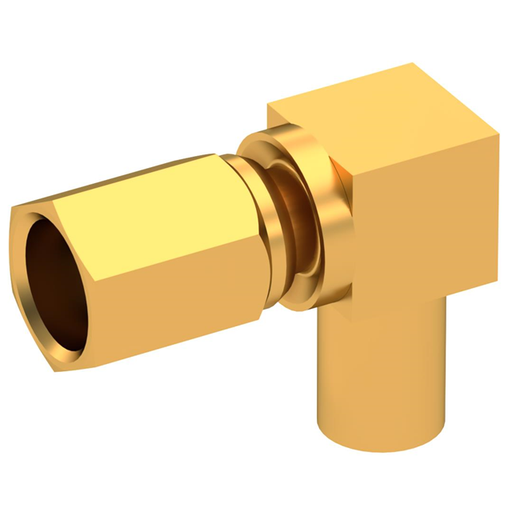 [208249] RF Connectors / Coaxial Connectors SSMC / RIGHT ANGLE PLUG FEMALE SOLDER TYPE FOR .085''/50 SR GOLD (PN: 7105-1561-010)